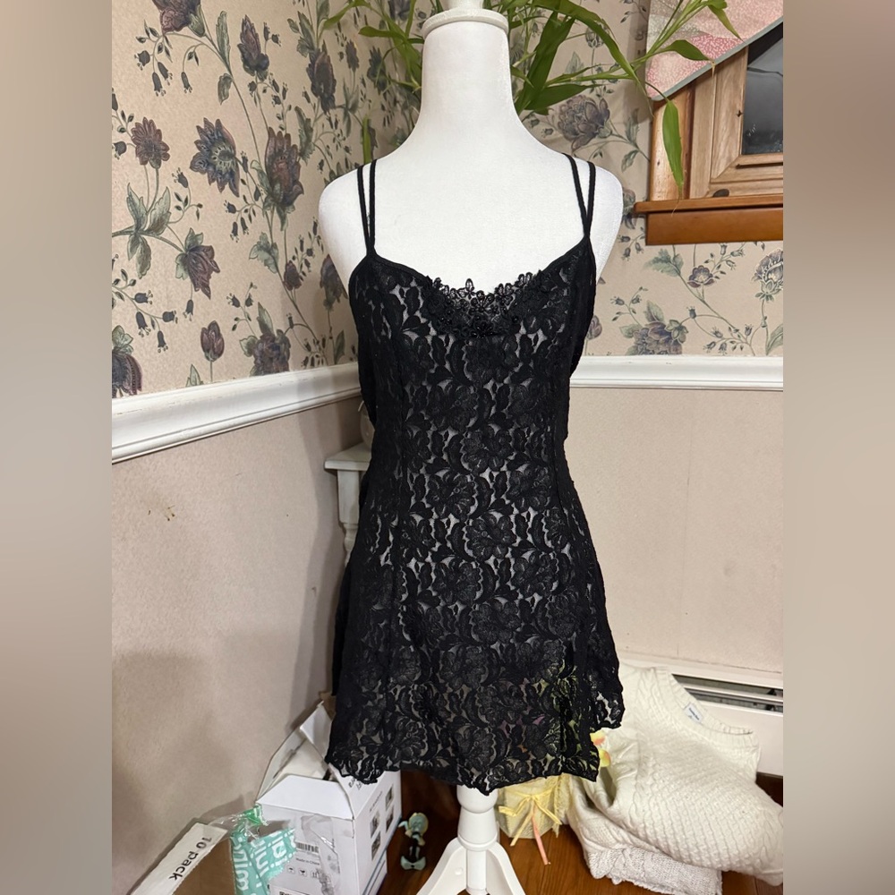 Elegant Black Lace Slip Dress